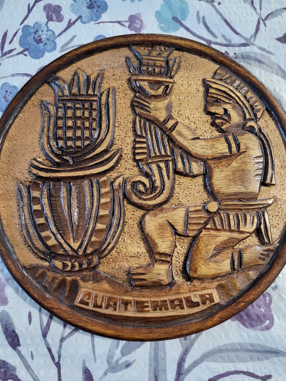 Vintage Hand Carved Guatemala Wood Art